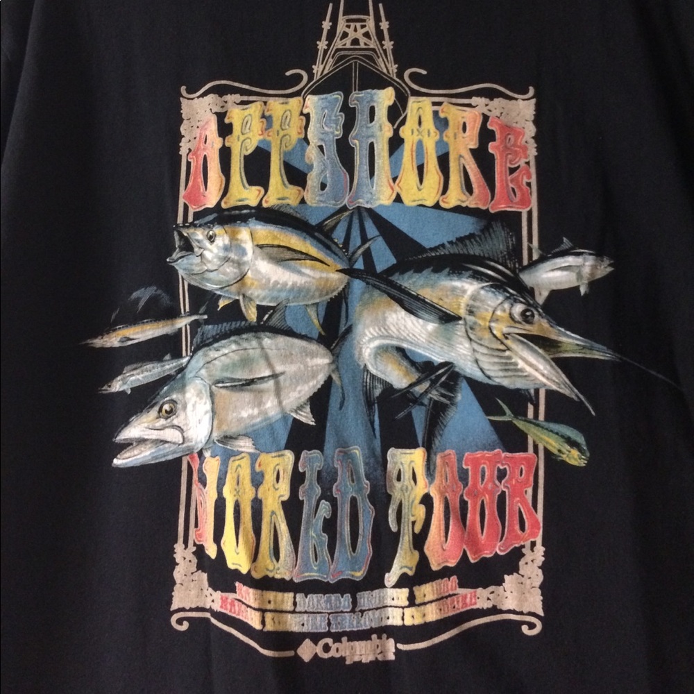 Men's Columbia Fish Shirt Black Size L
